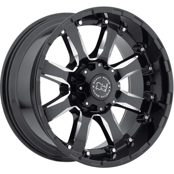 BLACK RHINO SIERRA WHEELS 17x9 +12 6X139 GLOSS BLACK & MILLED