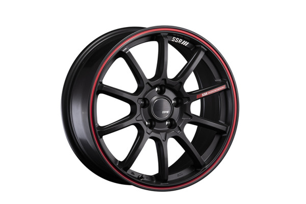 SSR GTV05 5x100 18x8.0 Offset 38 Flat Black w/ Red Line - T818800+3805CBR