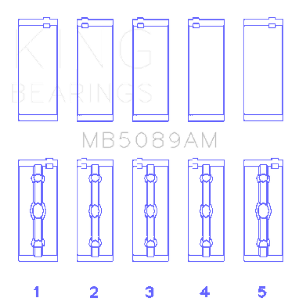 King Engine Bearings Toyota 1Rz (Size +0.25mm) Main Bearing Set - MB5089AM0.25