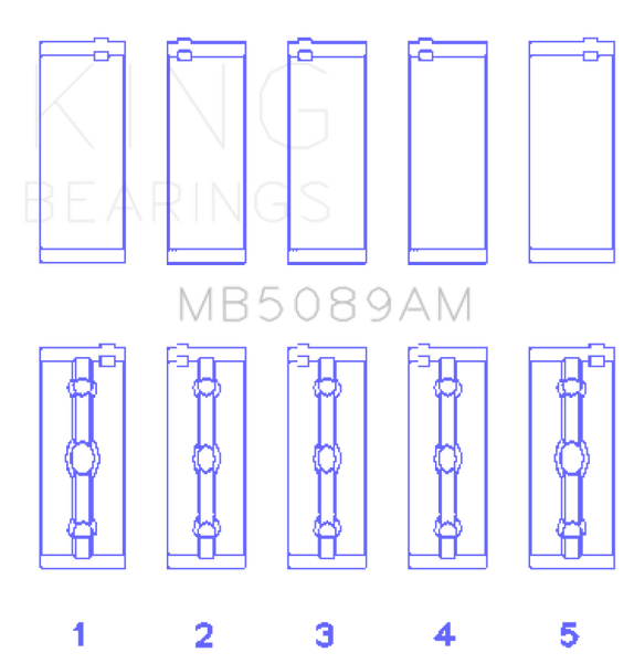 King Engine Bearings Toyota 1Rz (Size +0.75mm) Main Bearing Set - MB5089AM0.75