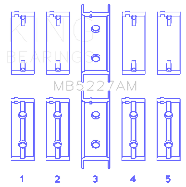 King Engine Bearings Mitsubishi 4G63/4G63T (->92) (Size +0.25mm) Main Bearing Set - MB5227AM0.25