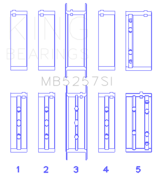King Engine Bearings General Motors 379/V8 Ohv (Size +1.0mm) Main Bearing Set - MB5257SI1.0