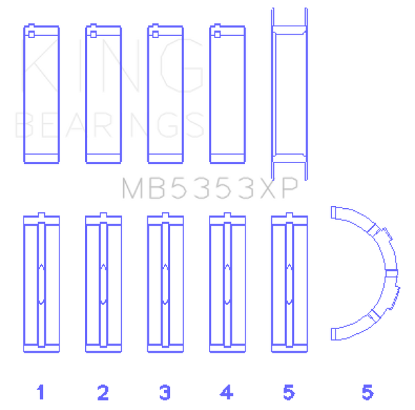 King Engine Bearings Ford 281 4.6L Sohc 16V (Size +0.25mm) Main Bearing Set - MB5353XP0.25
