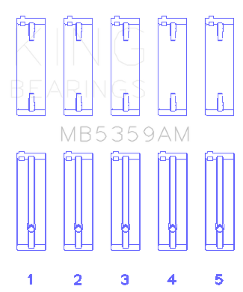 King Engine Bearings Mazda Fe 2.0L (Size +0.25mm) Main Bearing Set - MB5359AM0.25