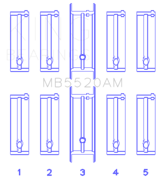King Engine Bearings Opel C20Xe/X18Xe/X22Xe (Size +0.50mm) Main Bearing Set - MB5520AM0.5