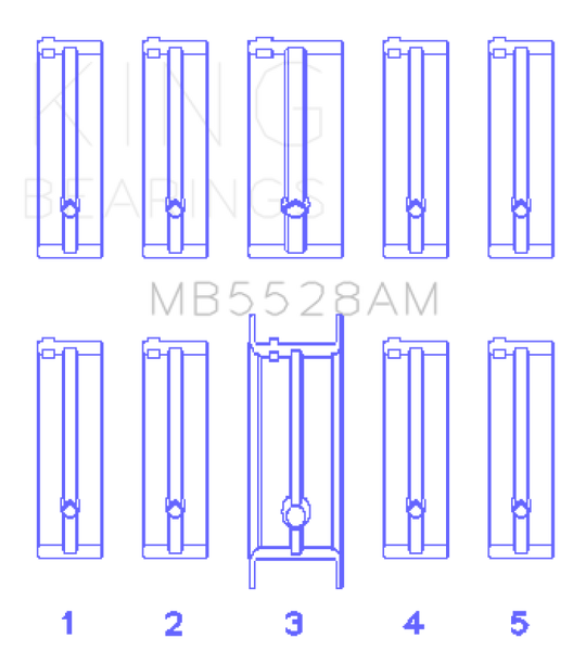 King Engine Bearings Mazda 626 F8/(Size +0.50mm) Main Bearing Set - MB5528AM0.5