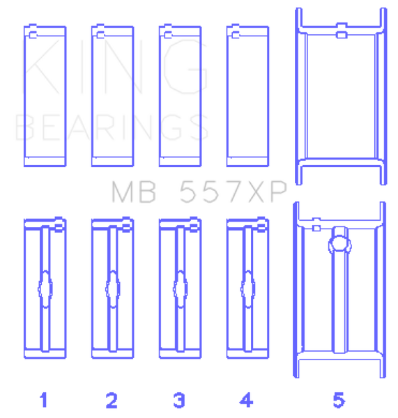 King Engine Bearings General Motors 262/267/302/307/327/350 (Size STDX) Main Bearing Set - MB557XPSTDX
