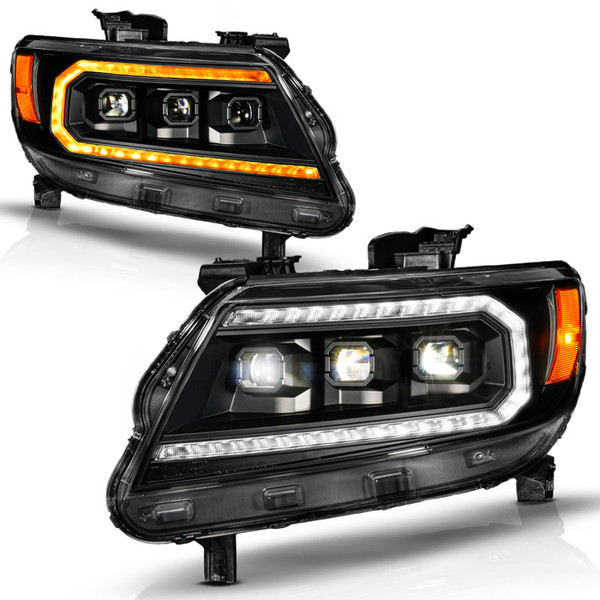 ANZO 15-22 Chevy Colorado Blk Housing Full LED DRL Projector Headlight w/ Sequential Light Bar - 111634