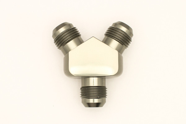 DeatschWerks 10AN Male Flare + 10AN Male Flare To 10AN Male Flare Y-Block Fitting - 6-02-0707