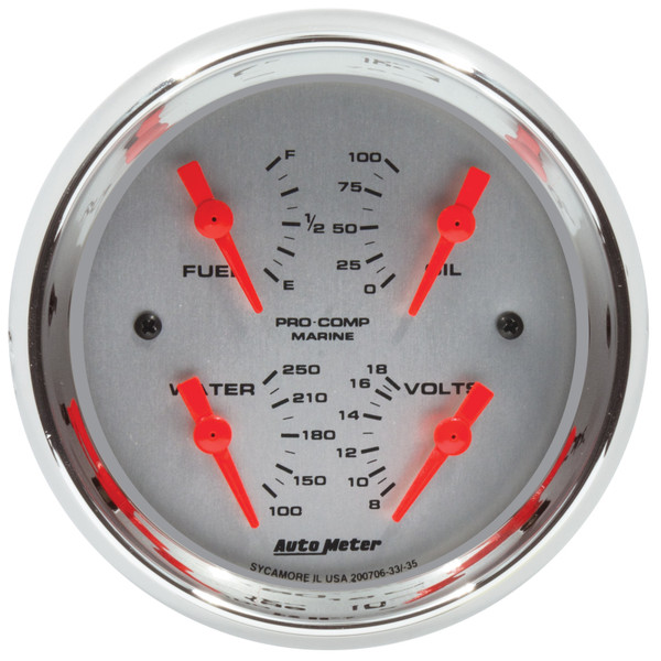 Autometer Marine Chrome 3-3/8in Gauge - 100PSI - 200706-35