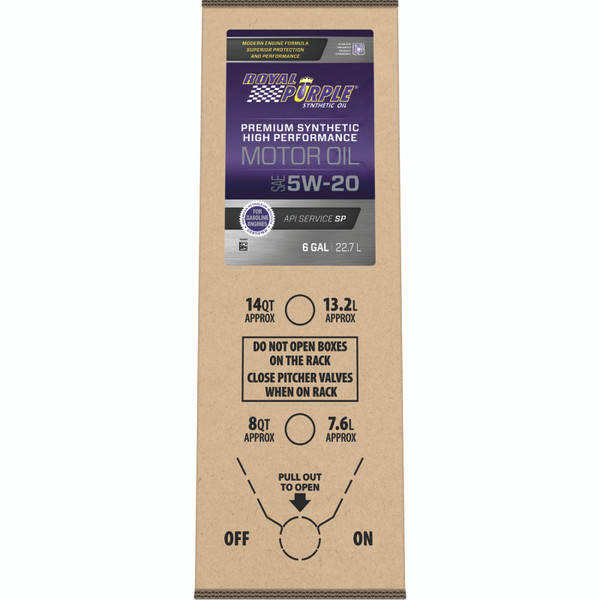 Royal Purple Premium Synthetic High Performance Multi-Grade 5W-20 Motor Oil - 6 Gallon Bag-In-Box - 60520