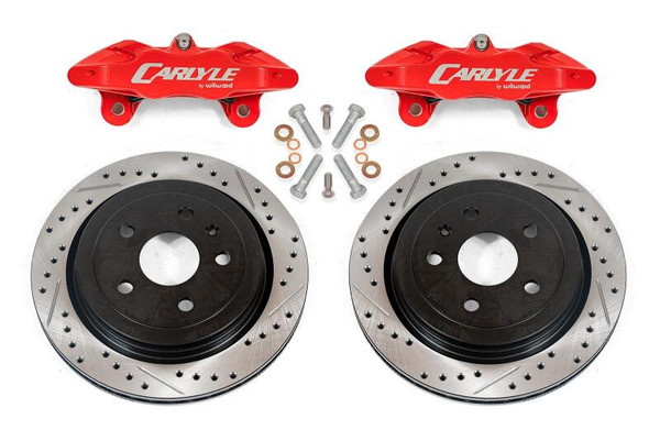 BMR 97-04 Chevrolet Corvette C5 Brake Kit For 15in Conversion Drilled & Slotted Rotors Red Calipers - DBK553