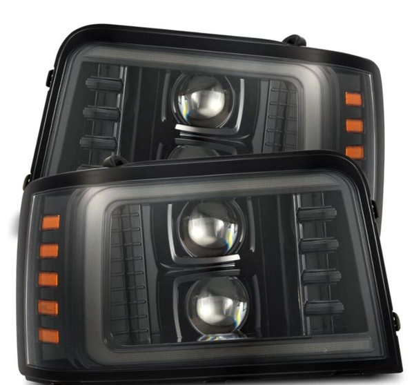 AlphaRex 92-96 Ford F-Series/Bronco PRO-Series Proj Headlights Alpha-Blk w/Seq. Sig & DRL - 880265