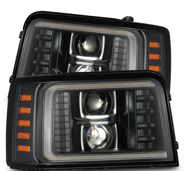AlphaRex 92-96 Ford F-Series/Bronco PRO-Series Proj Headlight Blk w/Seq. Sig & DRL - 880266