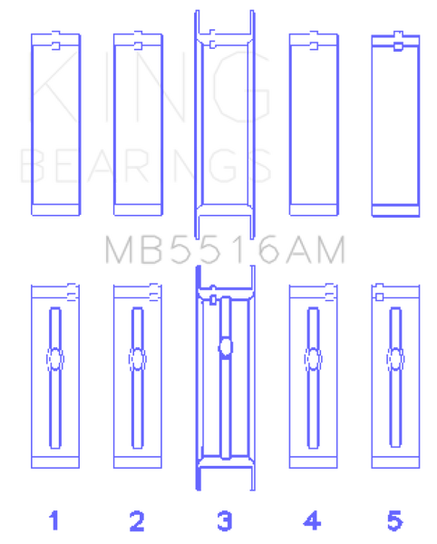 King Jeep 350CI 5.7L Main Bearing Set - MB5516AM010
