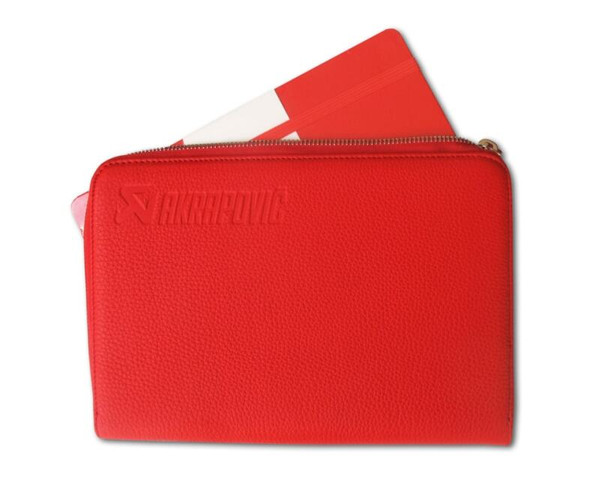 Akrapovic Leather Zip Notebook (S) - Red - 800941