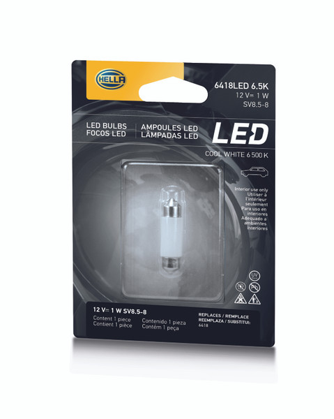 Hella LED 6418 12V 1W SV8.5-8 6.5K 36 SING Bulb - 6418LED 6.5K