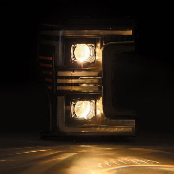 AlphaRex 17-19 Ford F-250/350/450/550  Super Duty PRO-Series Proj Headlights Black w/SeqSig & DRL - 880321