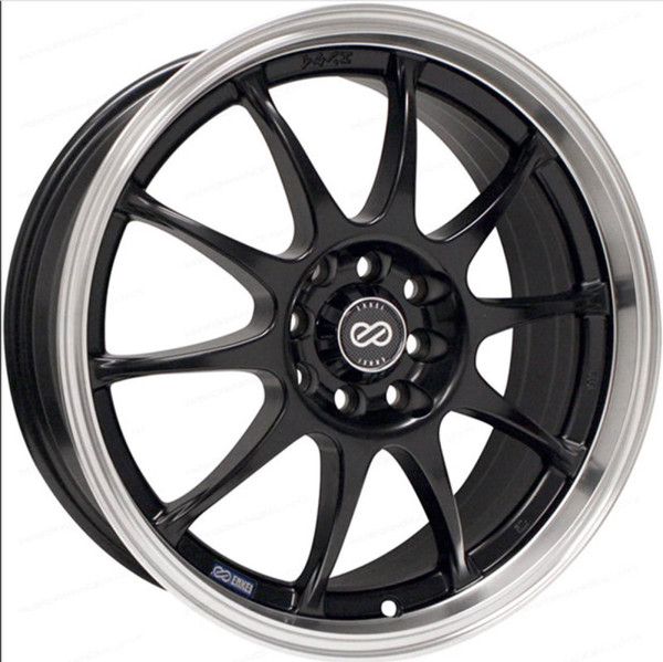 Enkei J10 18x7.5 4x100/108 42mm Offset 72.62mm Bore Dia Matte Black w/ Machined Lip Wheel - 409-875-11BK