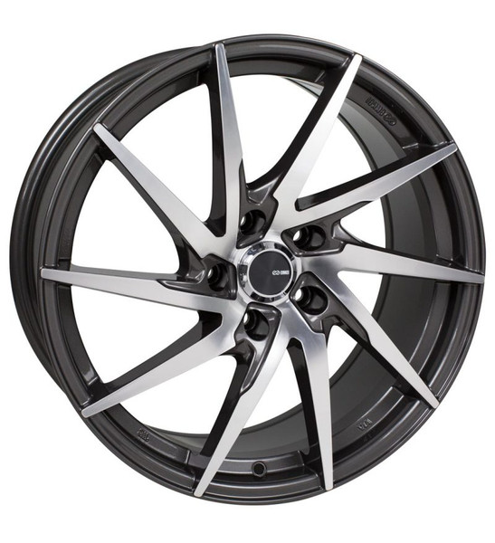 Enkei PW10 18x8 5x108 40mm Offset 72.6mm Bore Gunmetal Wheel w/ Machined Spokes Wheel - 500-880-3140GMM