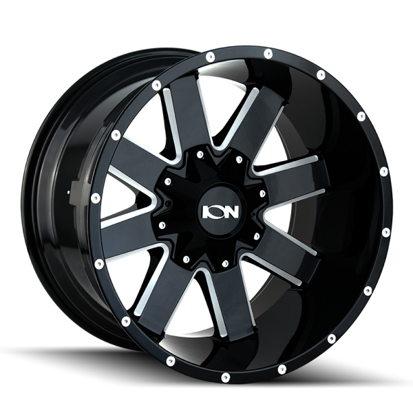 ION 141 17x9 / 8x165.1 BP / -12mm Offset / 130.8mm Hub Gloss Black Milled Wheel - 141-7981M