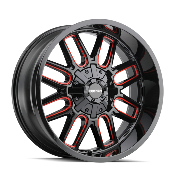 Mayhem 8107 Cogent 22x10 / 8x170 BP / -19mm Offset / 125.2mm Hub Gloss Black Milled Prism Red Wheel - 8107-22170BTR