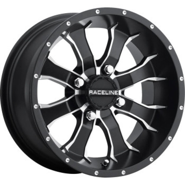 Raceline A77 Mamba 10x5in / 4x110 BP /3+2 18mm Offset / 83.8mm Bore - Black & Machined Wheel - A7710511-32