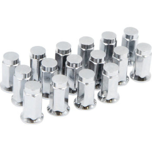 Raceline Hex/Flat Lug Nuts - 12mm x 1.25/17mm - 16 Pack - Chrome - RLUG-BX16C