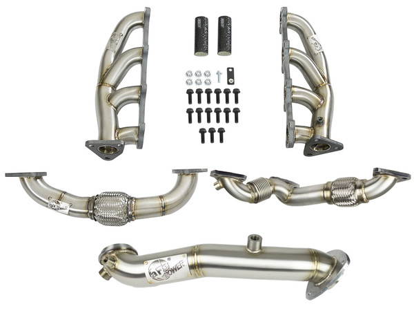 afe Twisted Steel Header & Connection Pipe Combo GM Diesel Trucks 15-16 V8-6.6L (td) LML - 48-34137