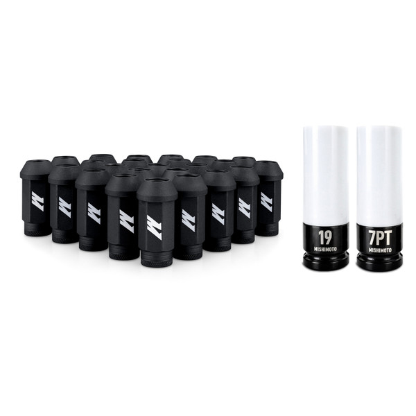 Mishimoto Steel Locking Lug Nuts M14x1.5 24pc Set Black - MMLG-M14-24LBK