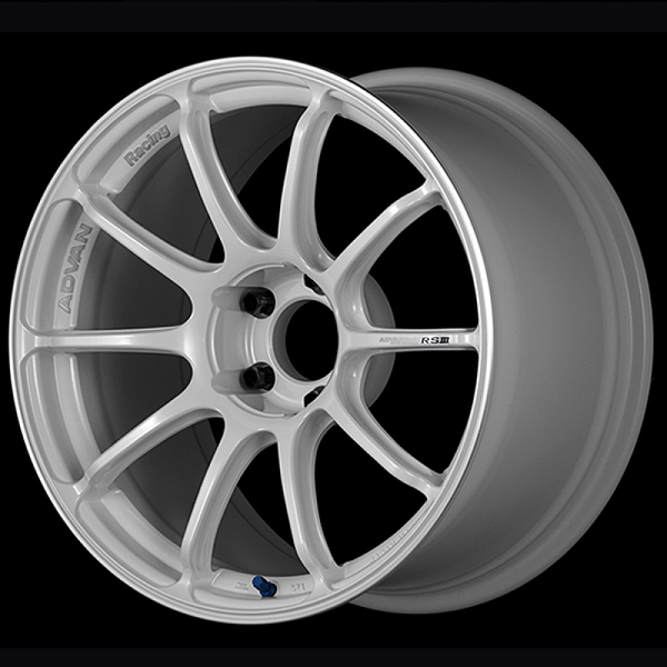 Advan RSIII 18x9.0 / +25 Offset / 5-114.3 / 73mm Bore / Racing White Metallic & Ring - YA38I25EWMR