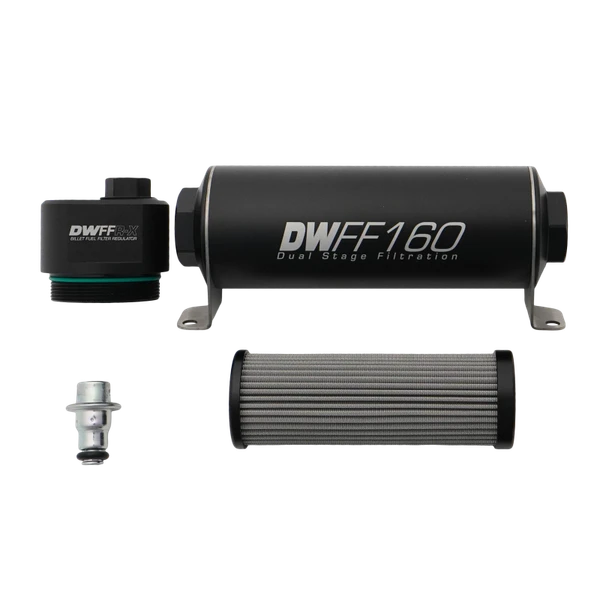 DeatschWerks DWFFR-X 160mm Billet Fuel Filter Regulator - 10 Micron - 8-FFR-160-010K