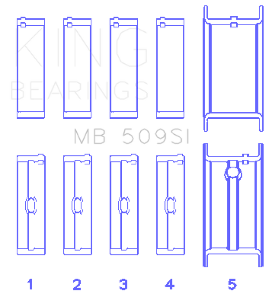 King Engine Bearings Chevrolet 400 Crankshaft Main Bearing Set (Set of 5) - Size .001 - MB509SI001