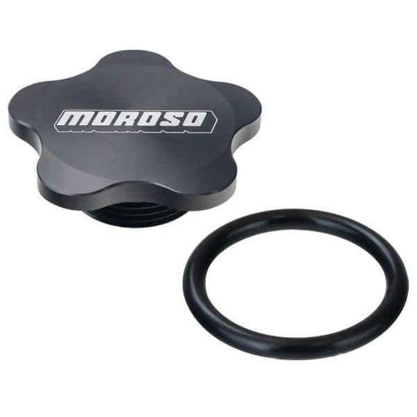 Moroso 1 3/8in-12 Thread Aluminum Filler Cap Kit - Black Anodized - 85294