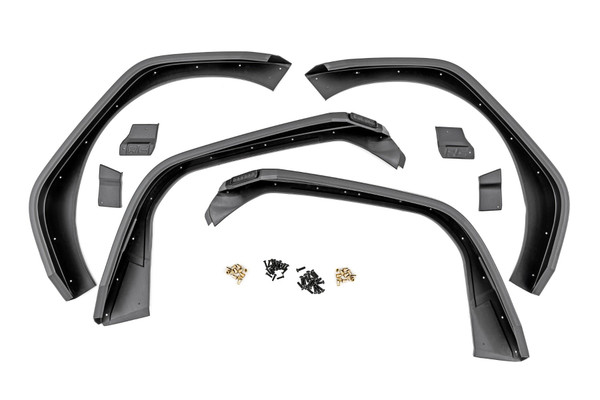 Rough Country High Clearance LED Flat Fender Flare Kit UV Treated | Jeep Wrangler JL (18-24)