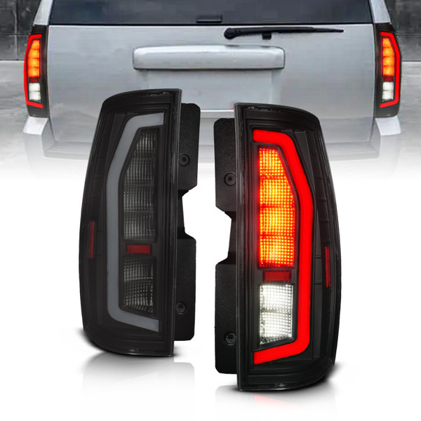 Anzo 07-14 Chevrolet Suburban / 07-14 GMC Yukon Black Full LED Tail Light Plank Style w/ Smoke Lens - 311488
