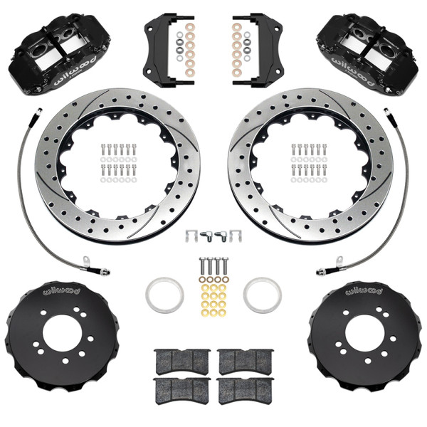 Wilwood 95-98 Nissan Skyline Superlite 6R Front BBK w/ 12.88in D/S Rotors & Flexlines - Black - 140-18252-D