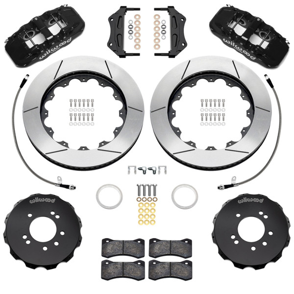 Wilwood 95-98 Nissan Skyline Aerolite 6R Front BBK w/ 14in Slotted Rotors & Flexlines - Black - 140-18254