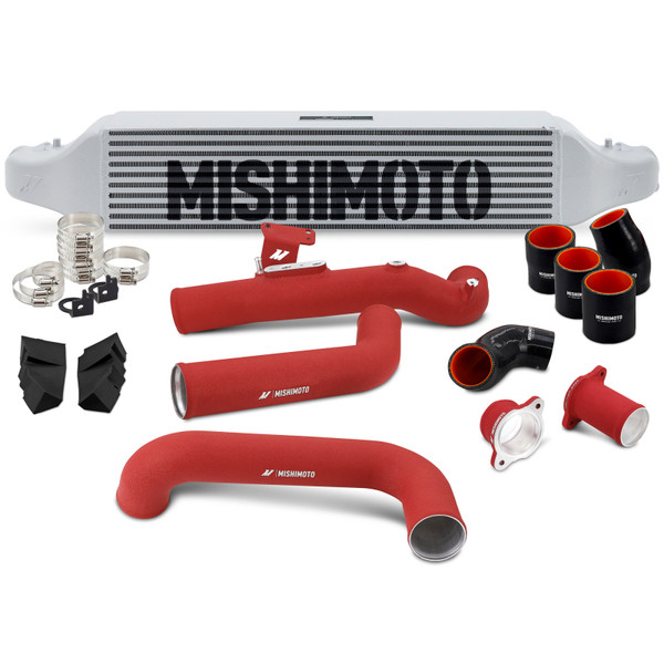 Mishimoto 2022+ Honda Civic 1.5T Intercooler Kit - Silver Intercooler - Red Pipes - MMINT-CIV-22KSLWRD