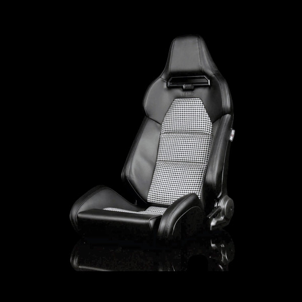 BRAUM VIPER-X Series Sport Reclinable Seats Black Leatherette | Houndstooth Fabric - Priced Per Pair
