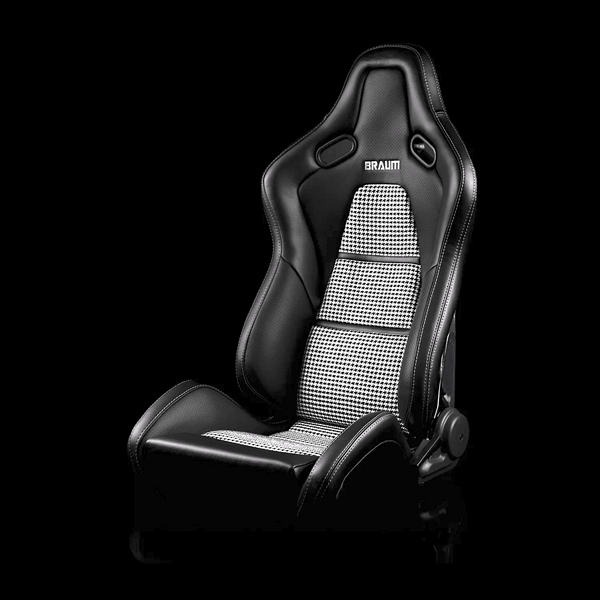 BRAUM FALCON-S Series Reclinable FRP Composite Seats Black Leatherette | Houndstooth Fabric | Carbon Fiber Composite Honeycomb -  Priced Per Pair