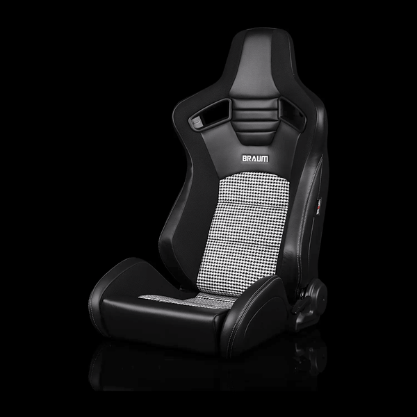 BRAUM ELITE-S Series Sport Reclinable Seats Black Leatherette | Black Houndstooth - Priced Per Pair