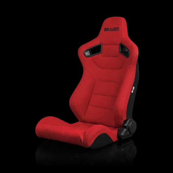 BRAUM ELITE Series Sport Reclinable Seats Red Cloth | Black Stitching - Priced Per Pair
