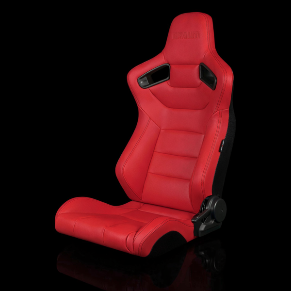 BRAUM ELITE Series Sport Reclinable Seats Red Leatherette | Black Stitching - Priced Per Pair