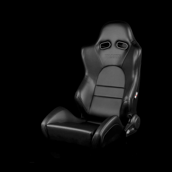 BRAUM ADVAN Series Sport Reclinable Seats Black Leatherette | Carbon Inserts - Priced Per Pair