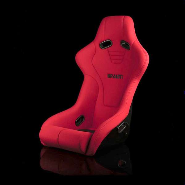 BRAUM FALCON-R Series Fixed Back Bucket FRP Composite Seat Red Cloth - Priced Per Seat