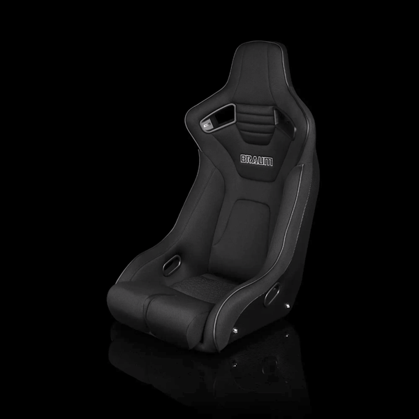 BRAUM ELITE-R Fixed Back Bucket Seat Black Cloth | Black Trim - Priced Per Seat