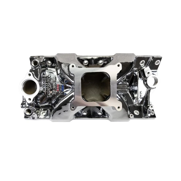 Edelbrock Chevy SB Victor Jr. 23 Degree Intake Manifold - Chrome Plasma Finish - 2975-CP
