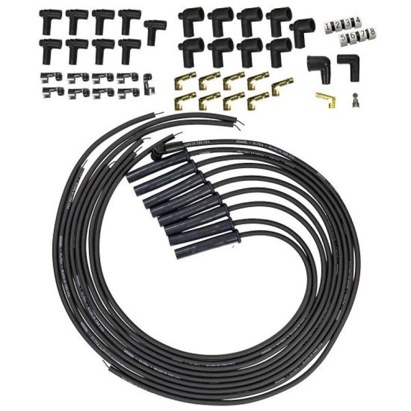 Moroso Universal HEI/Non-HEI Style Caps Ultra 350 8mm Multi-Angle Boot Spark Plug Wire Set - Black - 51046