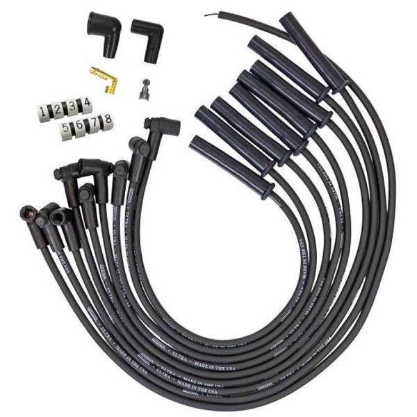 Moroso Ford 351C HEI-Style Cap Ultra 350 8mm Multi-Angle Boot Ignition Spark Plug Wire Set - Black - 51048
